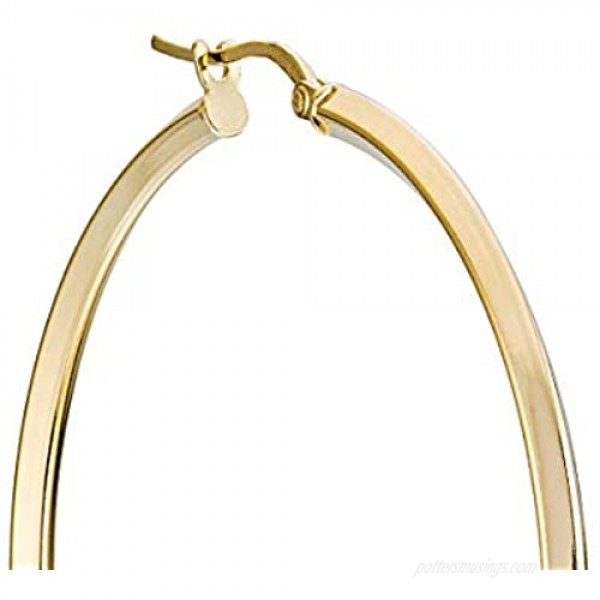 Miabella 18K Gold Over 925 Sterling Silver 2.5mm High Polished Knife Edge Hoop Earrings for Women Teen Girls 15mm 20mm 30mm 40mm 50mm Lightweight Earrings Made in Italy