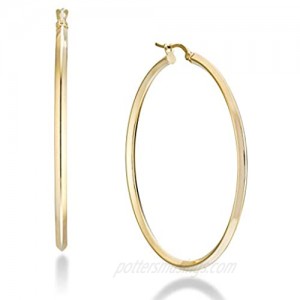Miabella 18K Gold Over 925 Sterling Silver 2.5mm High Polished Knife Edge Hoop Earrings for Women Teen Girls 15mm 20mm 30mm 40mm 50mm Lightweight Earrings Made in Italy