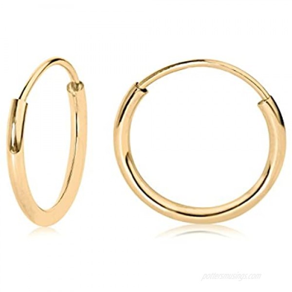 Olivia's Collection 14k Gold Hollow Endless Hoop Earrings 10 to 20mm