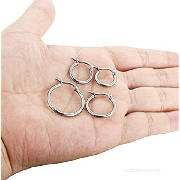 ORAZIO 4 Pairs Stainless Steel Hoop Earrings Set Cute Huggie Earrings for Women 10MM-20MM