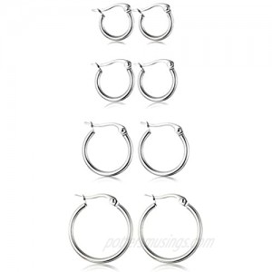 ORAZIO 4 Pairs Stainless Steel Hoop Earrings Set Cute Huggie Earrings for Women 10MM-20MM