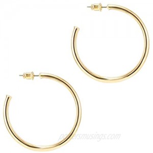 PAVOI 14K Gold Plated Hoop Earrings For Women | 2mm Thick Infinity Gold Hoops Women Earrings | Gold Plated Loop Earrings For Women | Lightweight Hoop Earrings Set For Girls