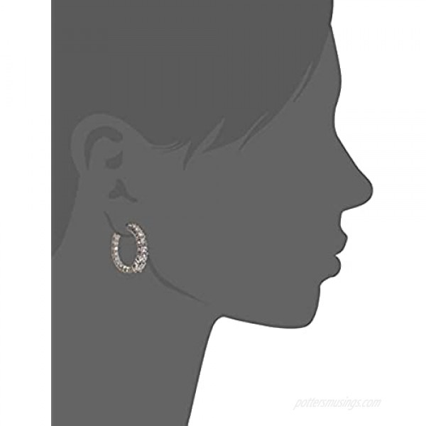 Platinum or Gold-Plated Sterling Silver Swarovski Zirconia Graduated Hoop Earrings 1 Diameter