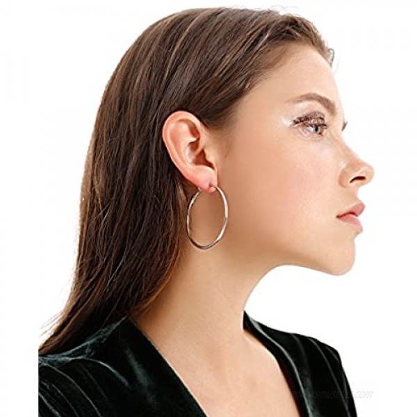 Rugewelry 925 Sterling Silver Hoop Earrings 18K Gold Plated Polished Round Hoop Earrings For Women Girls' Gifts