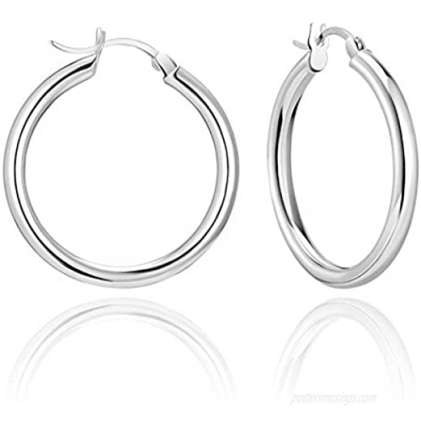 SWEETV 925 Sterling Silver Hoop Earrings for Women Huggie Earrings Hypoallergenic Earrings for Sensitive Ears