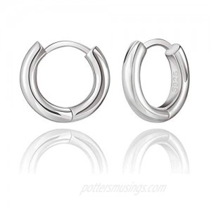 SWEETV Small Huggie Earring 925 Sterling Silver 8MM Tiny Hoop Earrings for Women Girls Sleep Earrings
