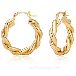 Twisted Gold Hoop Earrings for Women Thick Chunky Hoops Hypoallergenic Vintage Earrings Big 30MM 40MM 50MM