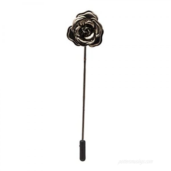 A N KINGPiiN Lapel Pin for Men Formal Black Metalic Flower Metal Brooch Costume Pin Shirt Studs Men's Accessories