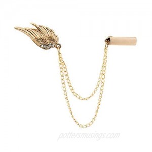 A N KINGPiiN Metal Golden Angel Wings with Hanging Chain Lapel Pin  Brooch Suit Stud  Shirt Studs Men's Accessories
