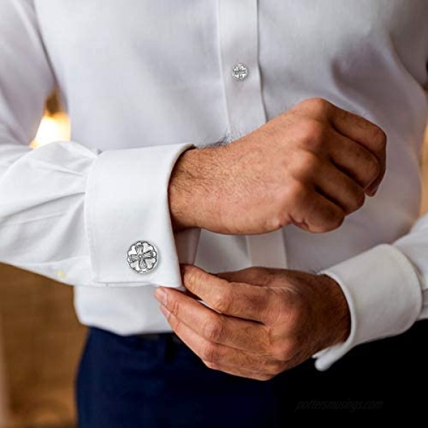 HAWSON Cufflinks and Studs Set Black Imitation Pearl Cufflinks for Men and Women Tuxedo Shirt Studs Set for Men Business Wedding