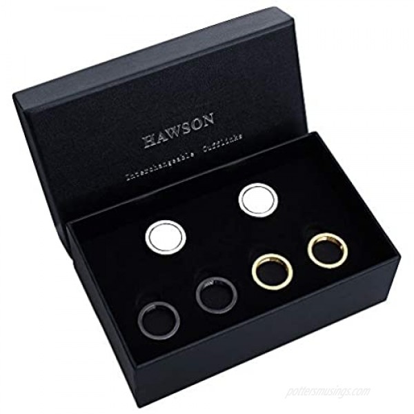 HAWSON Cufflinks and Studs Set Crystal for Men's Tuxedo Shirt for Wedding Party Accessories - Business Wedding Accessories