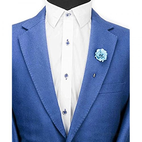 Knighthood Baby Blue Flower Bunch Lapel Pin Badge Coat Suit Wedding Gift Party Shirt Collar Accessories Brooch for Men Baby Blue