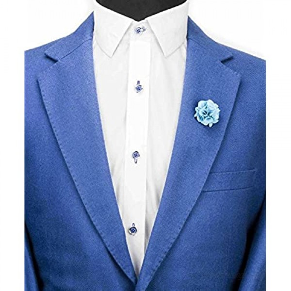 Knighthood Baby Blue Flower Bunch Lapel Pin Badge Coat Suit Wedding Gift Party Shirt Collar Accessories Brooch for Men Baby Blue