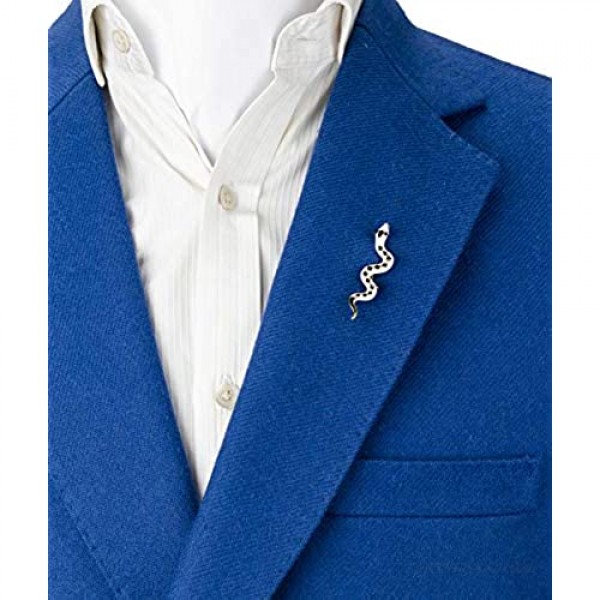 Knighthood Black and White Snake Lapel Pin Badge Coat Suit Collar Accessories Brooch for Men