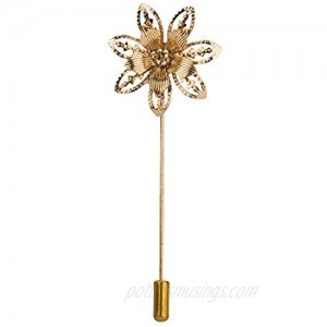 Knighthood Classic Golden Flower Lapel Pin Badge Coat Suit Collar Accessories Brooch for Men