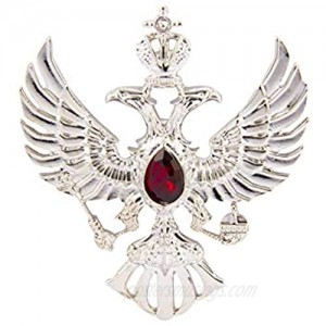 Knighthood Double Headed Eagle with Winged Stone Detailing Lapel Pin Badge Coat Suit Jacket Wedding Gift Party Shirt Collar Accessories Brooch
