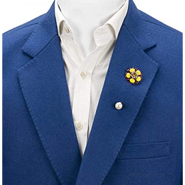 Knighthood Flower with Pearl Detailing Lapel Pin Badge Coat Suit Wedding Gift Party Shirt Collar Accessories Brooch for Men
