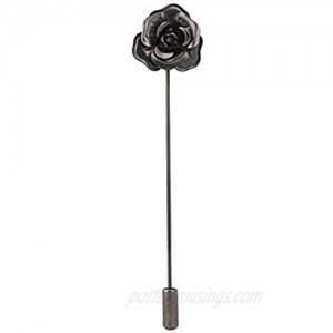 Knighthood Formal Black Metalic Flower Lapel Pin