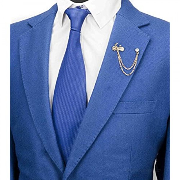 Knighthood Gold Bicycle and Swarovski Chain Lapel Pin Badge Coat Suit Wedding Gift Party Shirt Collar Accessories Brooch for Men Golden