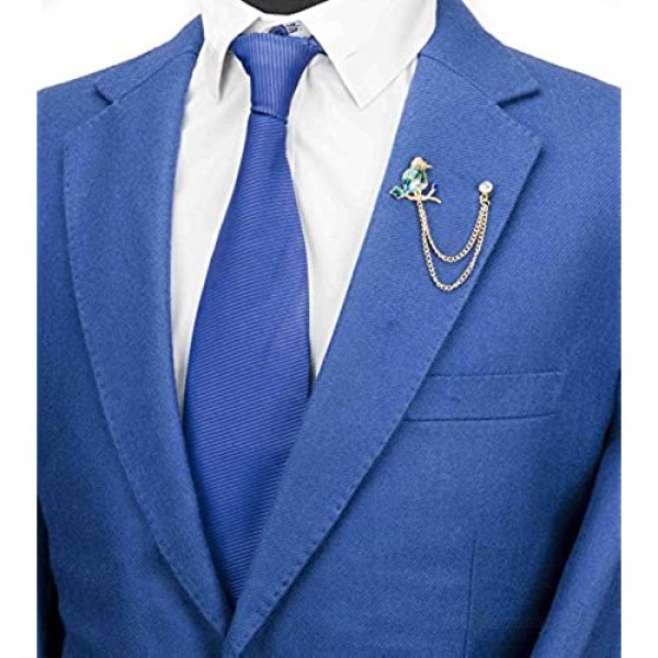 Knighthood Men's Gold and Blue Green Paroot with Swarovski Brooch/Lapel Pin Golden