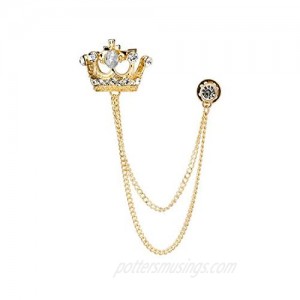Knighthood Men's Golden Crown With Hanging Chain Brooch Golden  Lapel pin  lapel pins for men