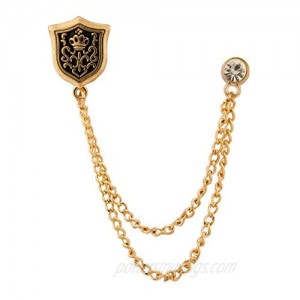 Knighthood Men's Shield And Swarovski Lapel Pin/Collar Pin/ Shirt Stud Brooch (New Collection) Golden