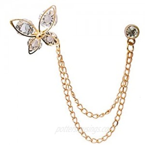 Knighthood Men's Swarovski Butterfly with Hanging Chain Brooch Golden