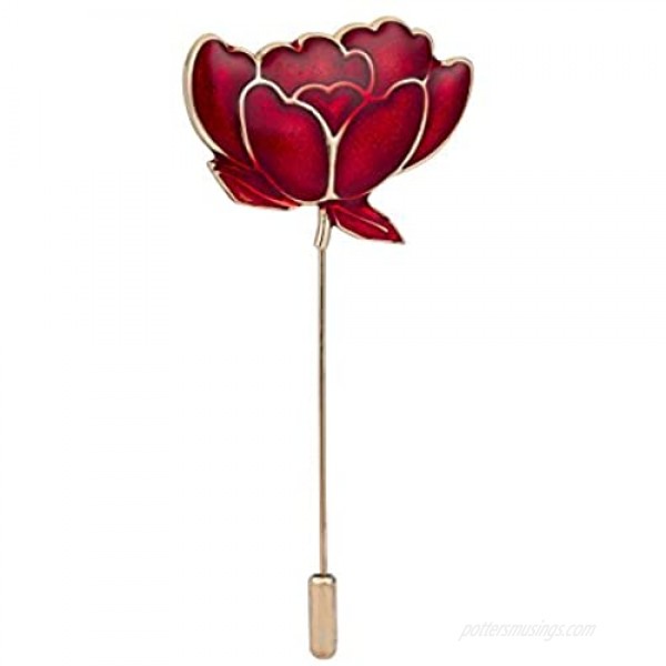 Knighthood Red Lotus Flower Lapel Pin Badge Coat Suit Wedding Gift Party Shirt Collar Accessories Brooch for Men Red