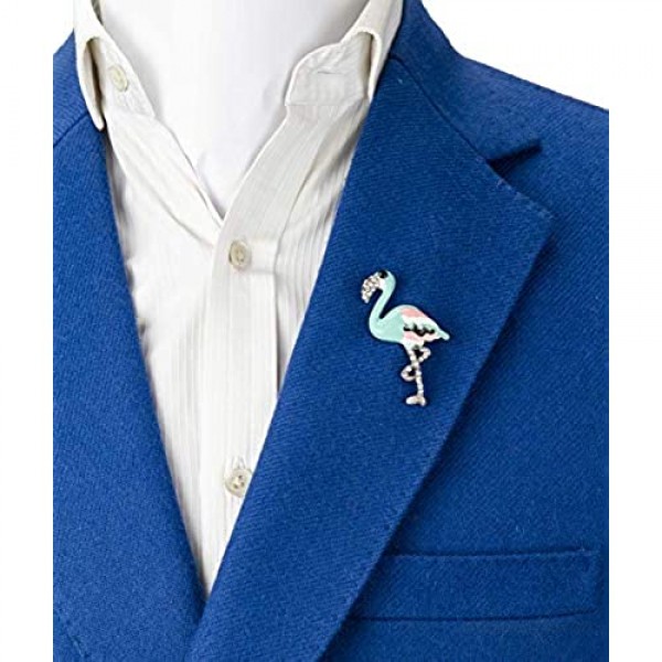 Knighthood Turquoise Bird with Swarovski Detailing Lapel Pin Badge Coat Suit Collar Accessories Brooch for Men