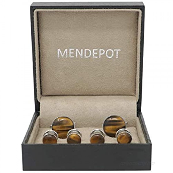 MENDEPOT Classic Formal Wear Shirt Cufflinks and Studs Set with Box Wedding Groom Tuxedo Studs Set Gift