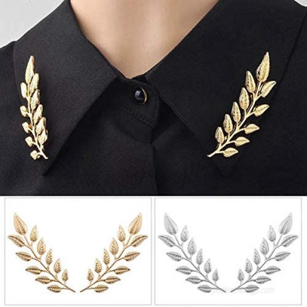 N A Gentlemen Suit Gold Brooches Simple Elegant 1 Pair Elegant Wheat Leaf Suit Clip Collar Pin Brooch Unisex