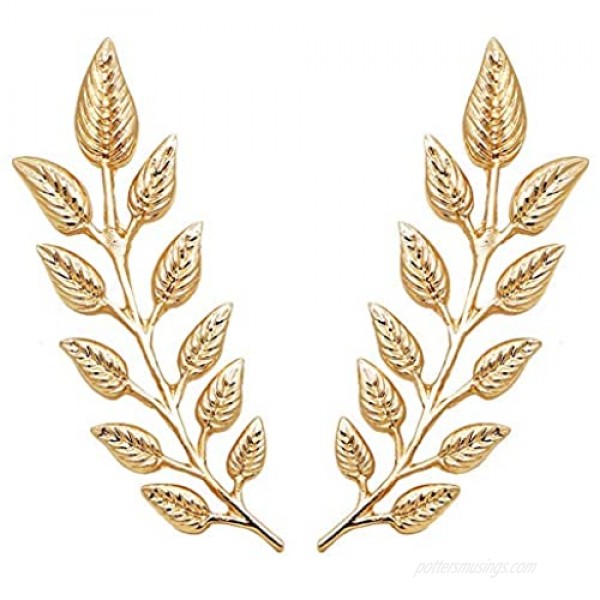 N A Gentlemen Suit Gold Brooches Simple Elegant 1 Pair Elegant Wheat Leaf Suit Clip Collar Pin Brooch Unisex