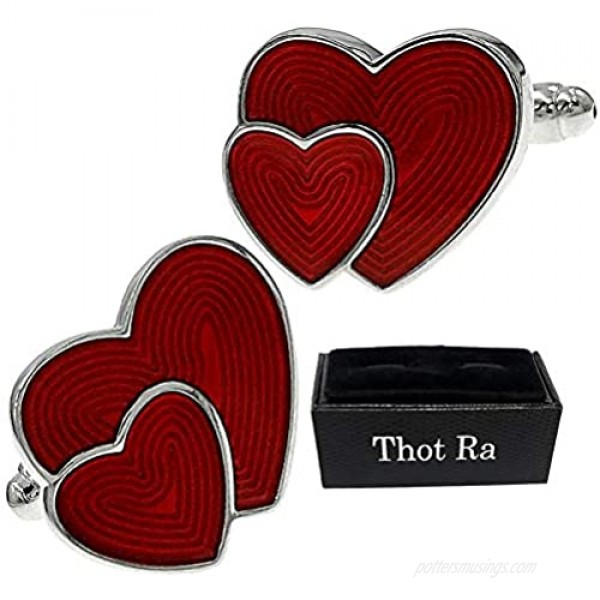 Thot Ra Red Heart Love Cufflinks For Men Mod. A-156