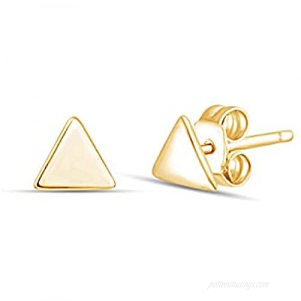 14K Gold Plated 925 Sterling Silver Tiny Dainty Triangle Ear Jacket Earrings | Minimalist Delicate Jewelry Gift For Her
