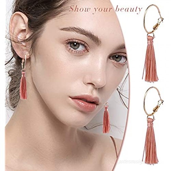 72 Pairs Fashion Colorful Earrings Set with Bohemian Tassel Earrings Layered Ball Dangle Leopard Hoop Stud Jacket Earrings for Women Girls Jewelry Fashion and Valentine Birthday Party Gift