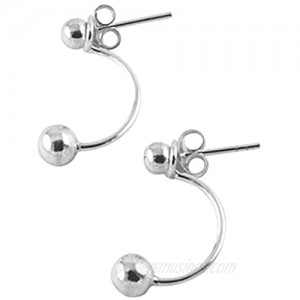 apop nyc 925 Sterling Silver Simple Round Bead Jacket Stud Earrings [Jewelry]