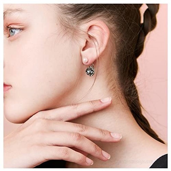 Black Bow Earrings Fashion Simple Pearl Stud Earrings Ear Jacket for Women