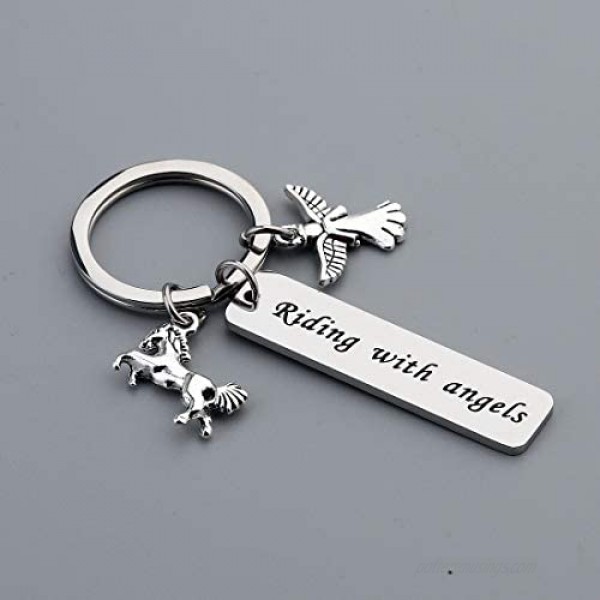 POTIY Horse Memorial Gift for Brother Dad Husband Riding With Angels Keychain