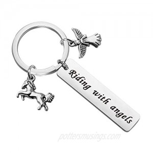 POTIY Horse Memorial Gift for Brother Dad Husband Riding With Angels Keychain