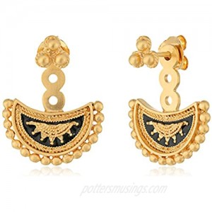 Satya Jewelry Gold Black Enamel Mandala Earrings Jackets
