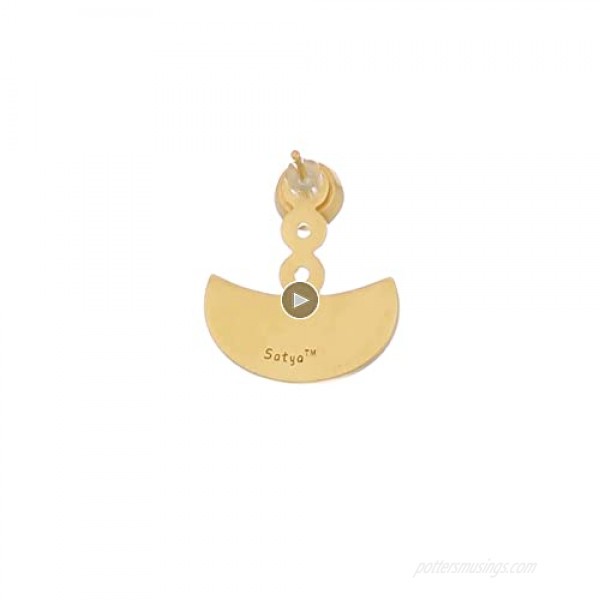 Satya Jewelry Rose Quartz Gold Plated Lotus Earrings Jacket