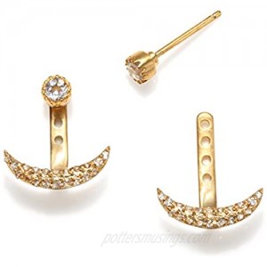 Satya Jewelry Women's White Topaz Gold Moon Jacket Earrings  Go  One Size