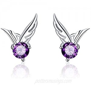 Silver Hoop Earrings for Women  Purple Sterling Silver Small Earring for Girls Sensitive Ears  Hypoallergenic