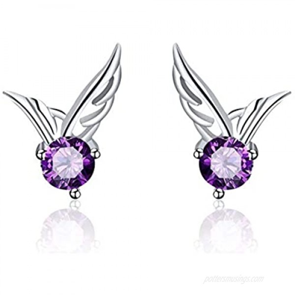 Silver Hoop Earrings for Women Purple Sterling Silver Small Earring for Girls Sensitive Ears Hypoallergenic