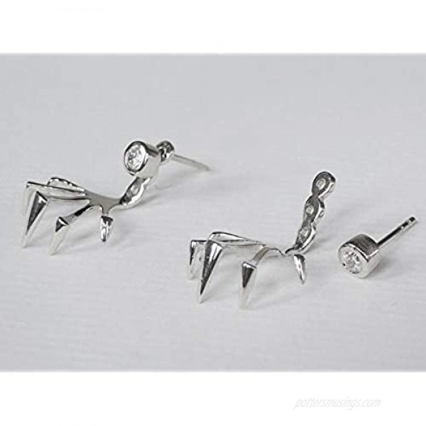 Sovats Two WaySpike Earrings For Women 925 Sterling Silver Rhodium Plated - Simple Stylish Ear Jacket Earrings&Trendy Nickel Free Earring