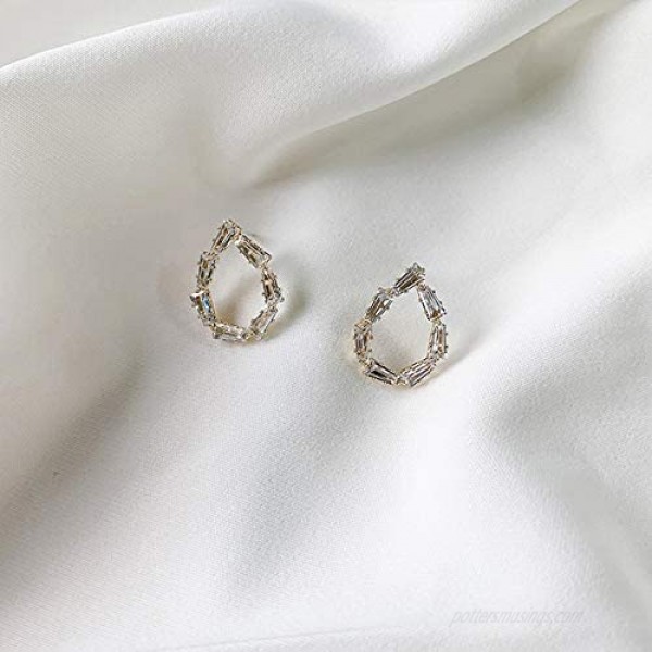 Women Casual Earrings - Water Drop Earring Jacket Stud Earring/Plated 925 Sterling Silver