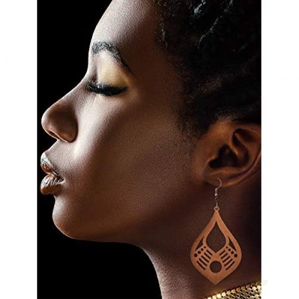 12 Pairs African Wooden Drop Earrings Bohemian Pendant Dangle Earrings Lightweight Ethnic Style Wood Earrings for Women