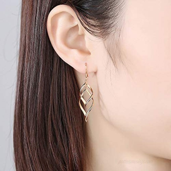 14K Gold Plated Sterling Silver Dangle Earring Classic Infinity Earring for Women Girls