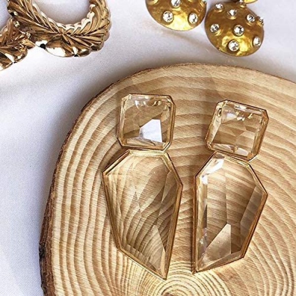 Acrylic Geometric Statement Earrings Stone Crystal Drop Earring Dangle Jewelry for Women