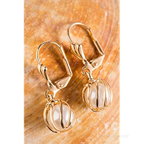Barzel 18K Gold Plated Pearl Dangling Drop Earrings